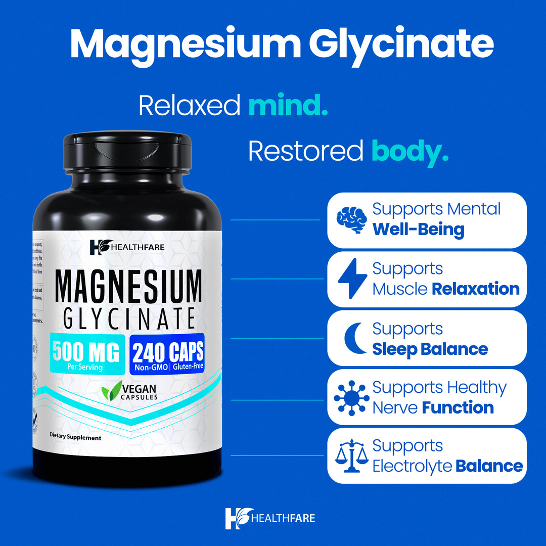 Magnesium Glycinate - 500mg 240 Capsules