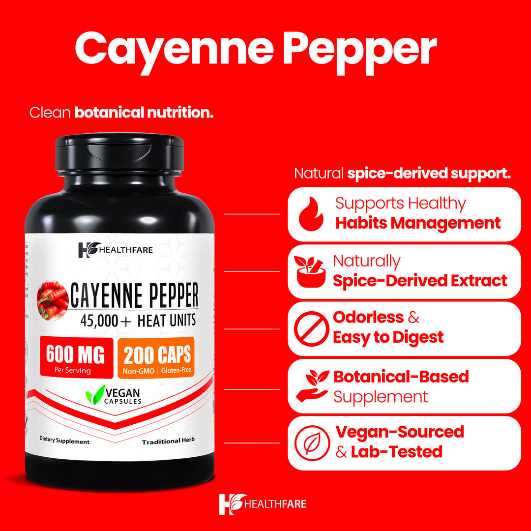 Cayenne Pepper 45,000 HU - 600mg 200 Capsules