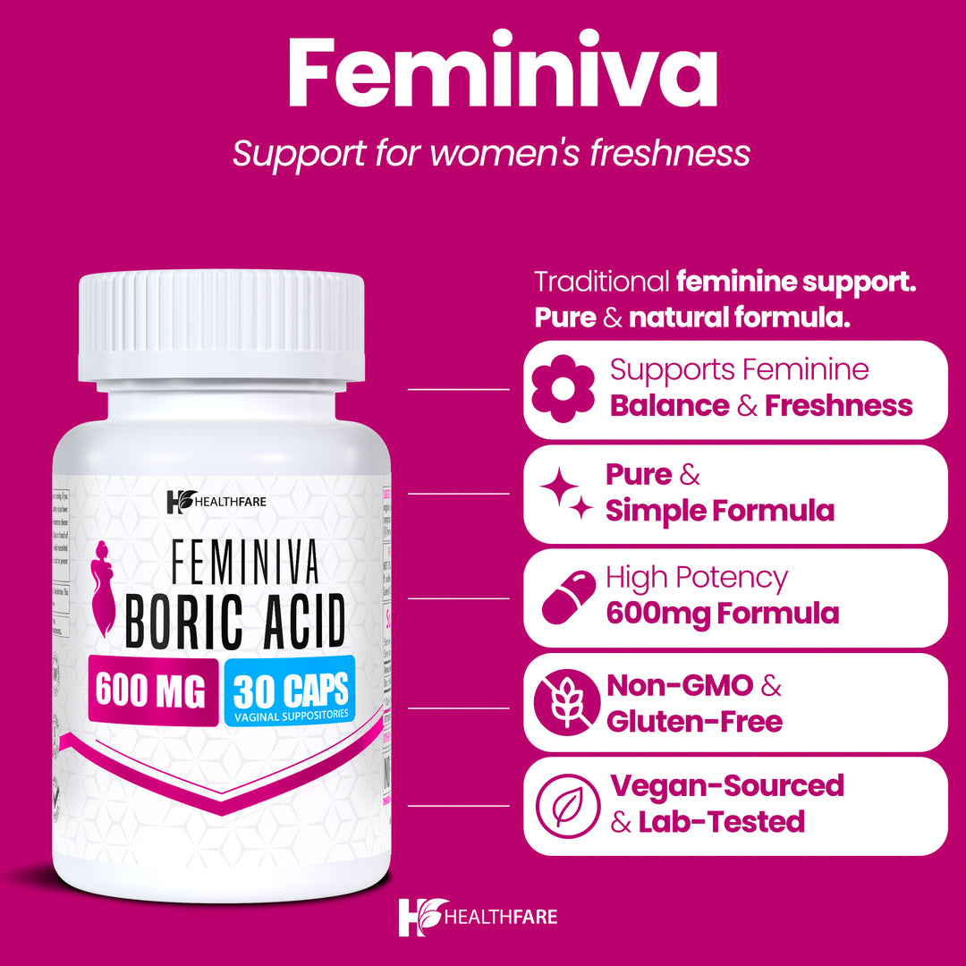 Feminiva Boric Acid - 600mg 30 Suppositories