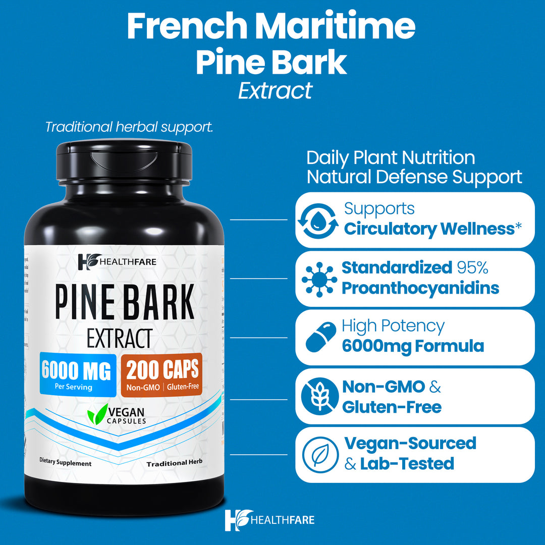 Pine Bark (French Maritime) - 6000mg 200 Capsules