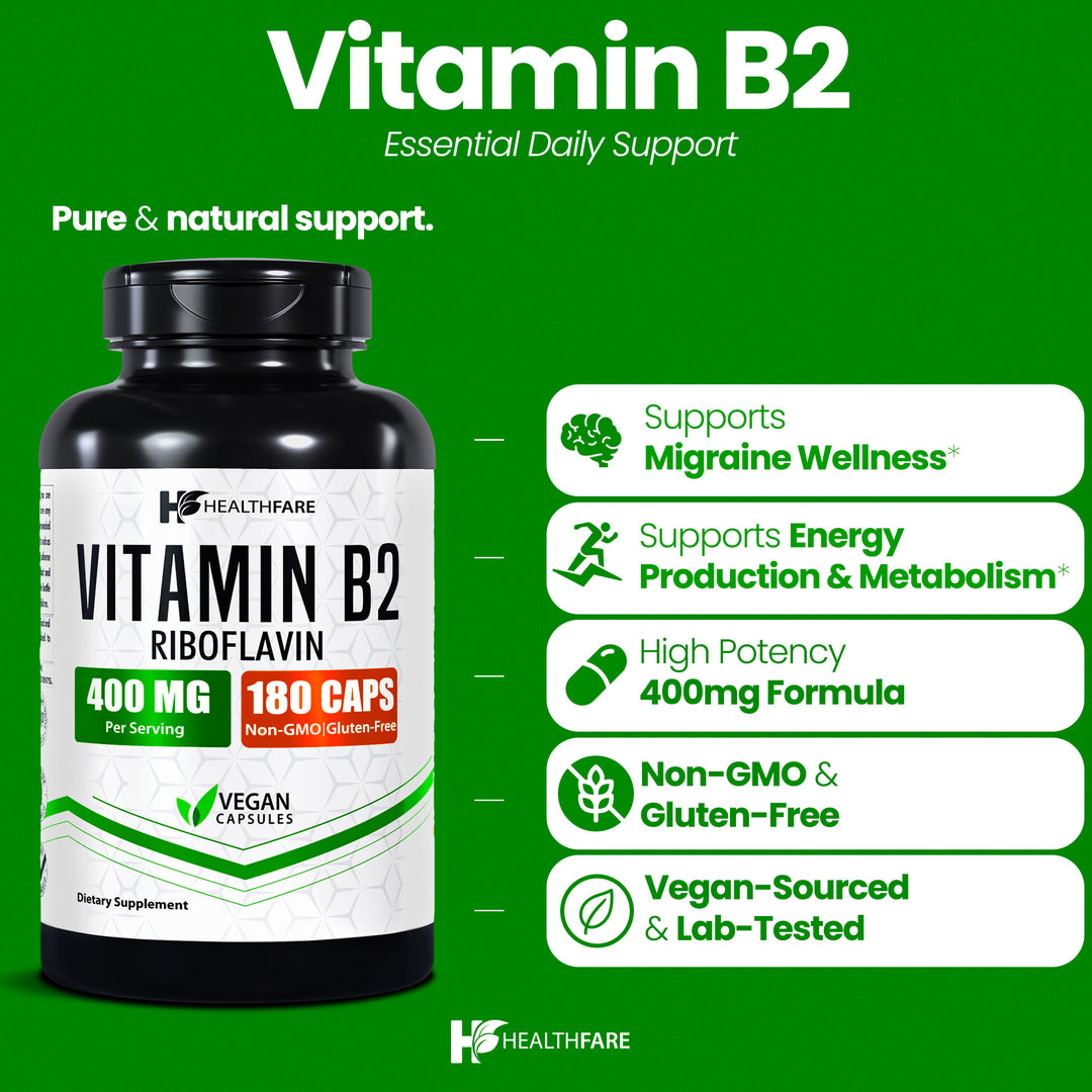 Vitamin B2 (Riboflavin) - 400mg 180 Capsules