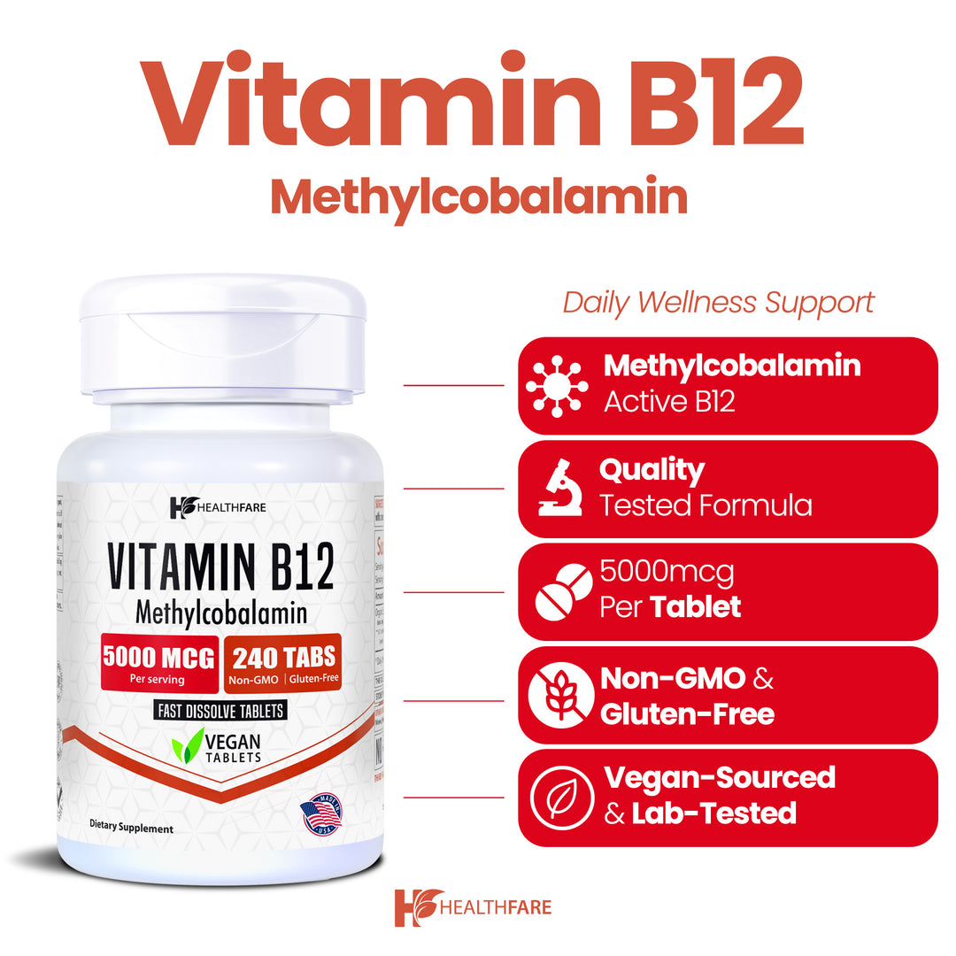 Vitamin B12 (Methylcobalamin) - 5000mcg 240 Tablets