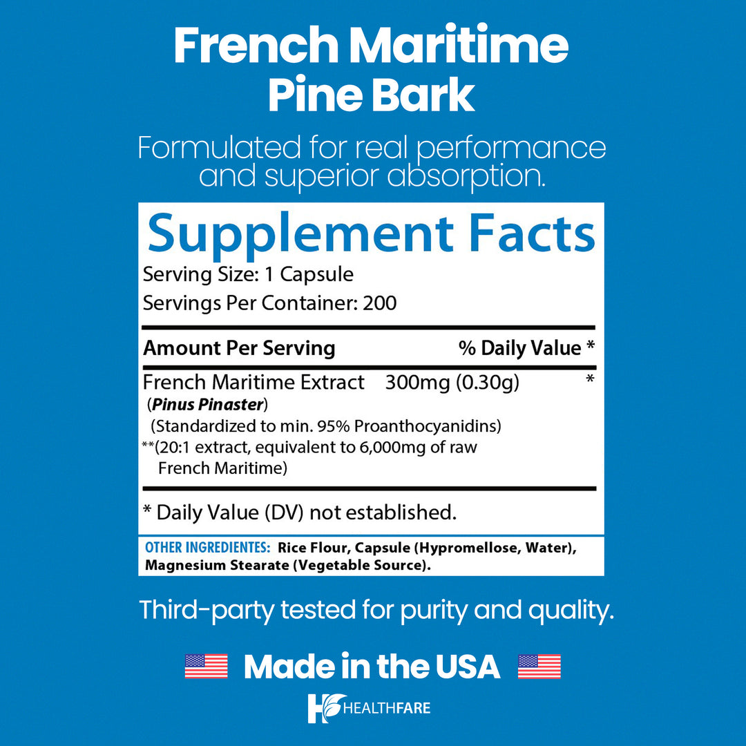Pine Bark (French Maritime) - 6000mg 200 Capsules