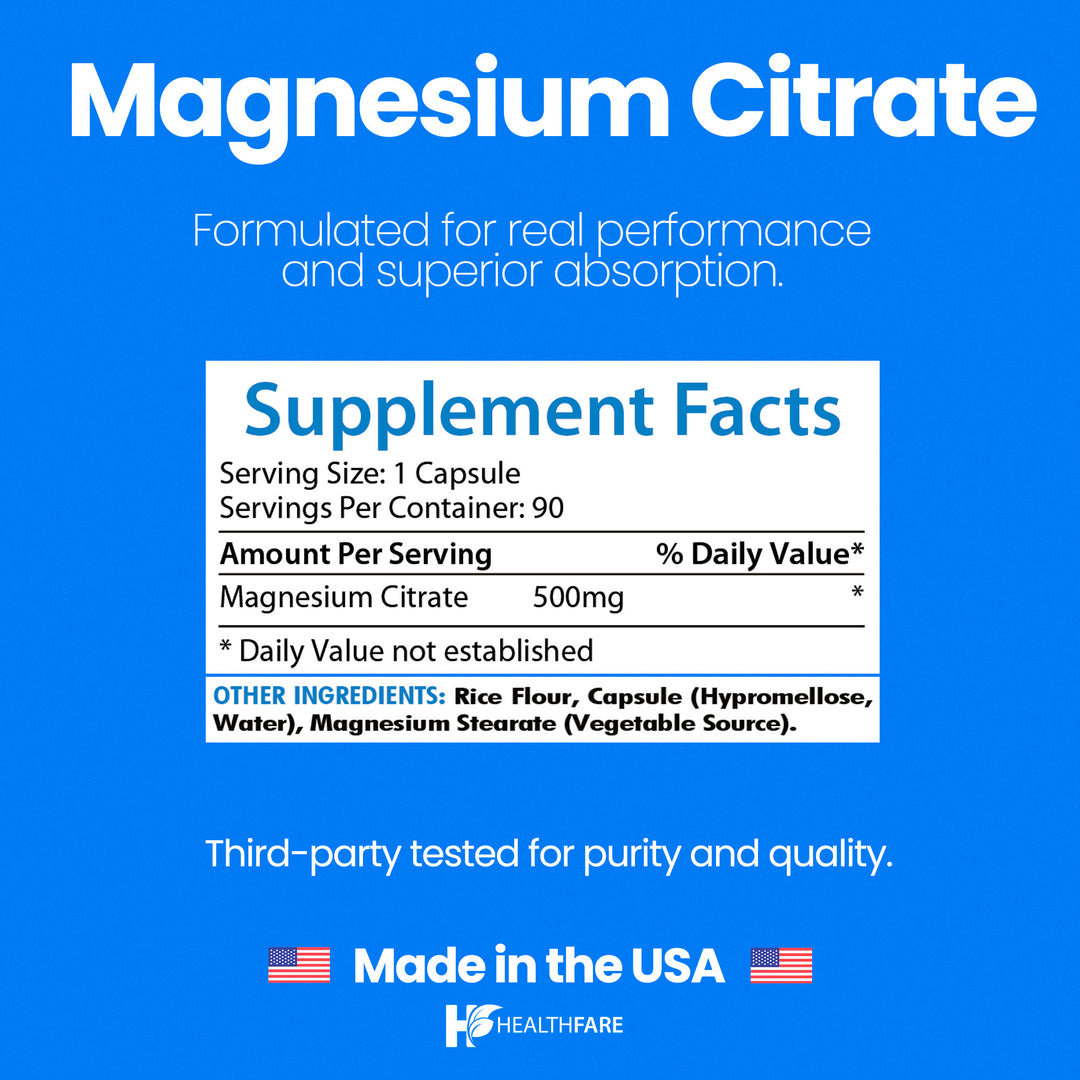 Magnesium Citrate - 500mg 90 Capsules