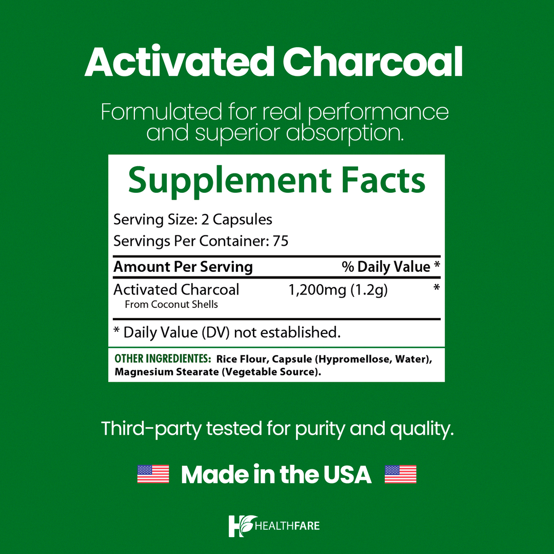 Activated Charcoal 1200mg 150 Capsules