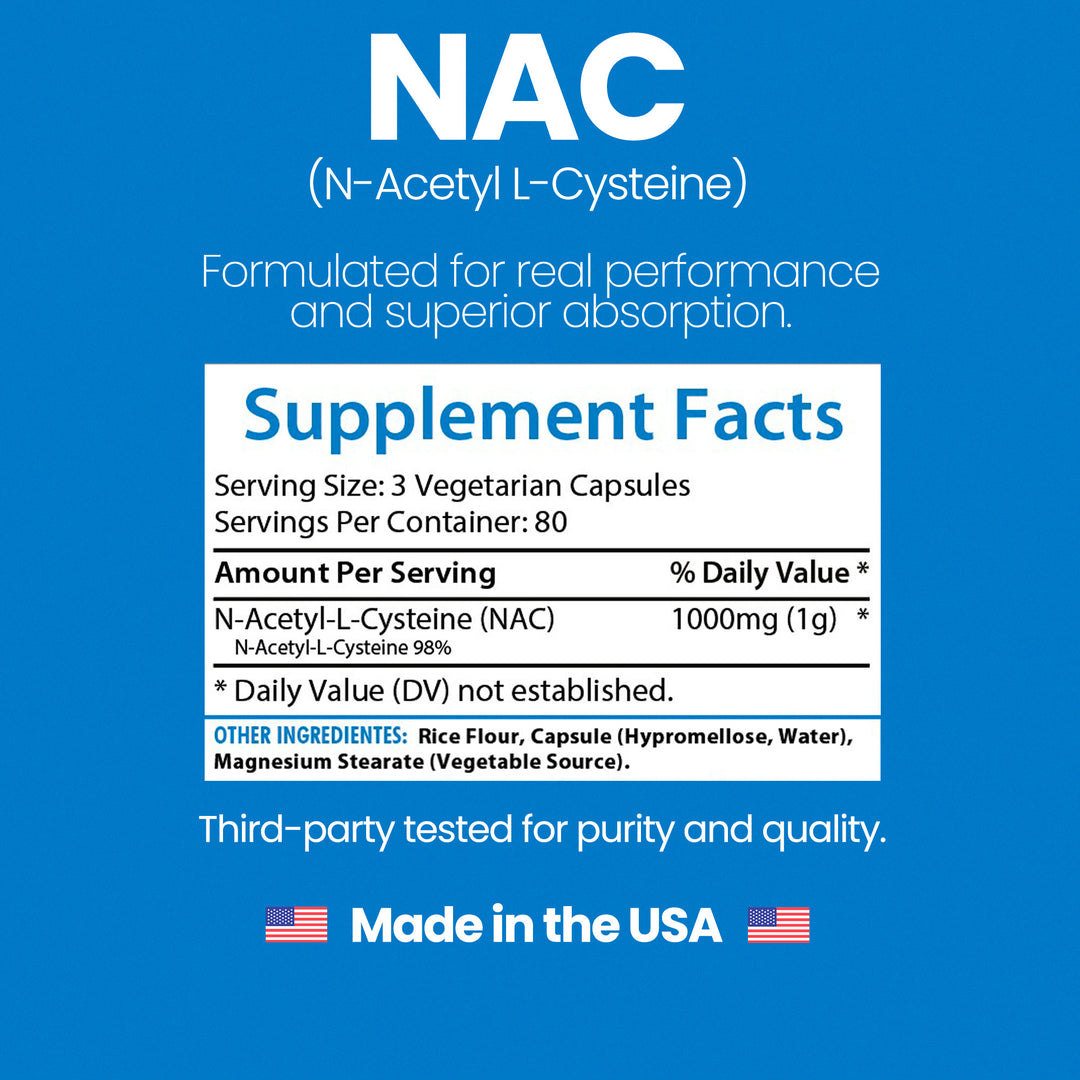 N-Acetyl L-Cysteine (NAC) - 1000mg 240 Capsules