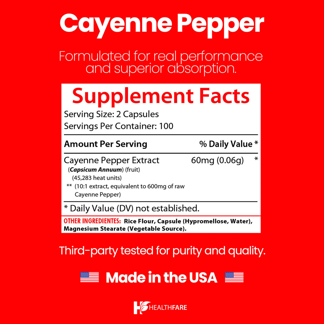 Cayenne Pepper 45,000 HU - 600mg 200 Capsules