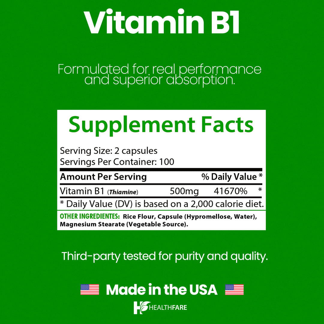Vitamin B1 - 500mg 200 Capsules