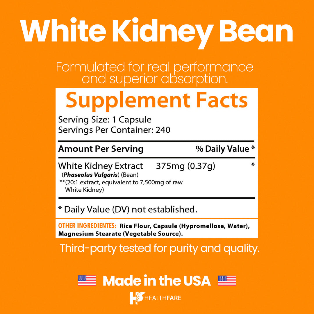 White Kidney Bean 7500mg 240 Capsules