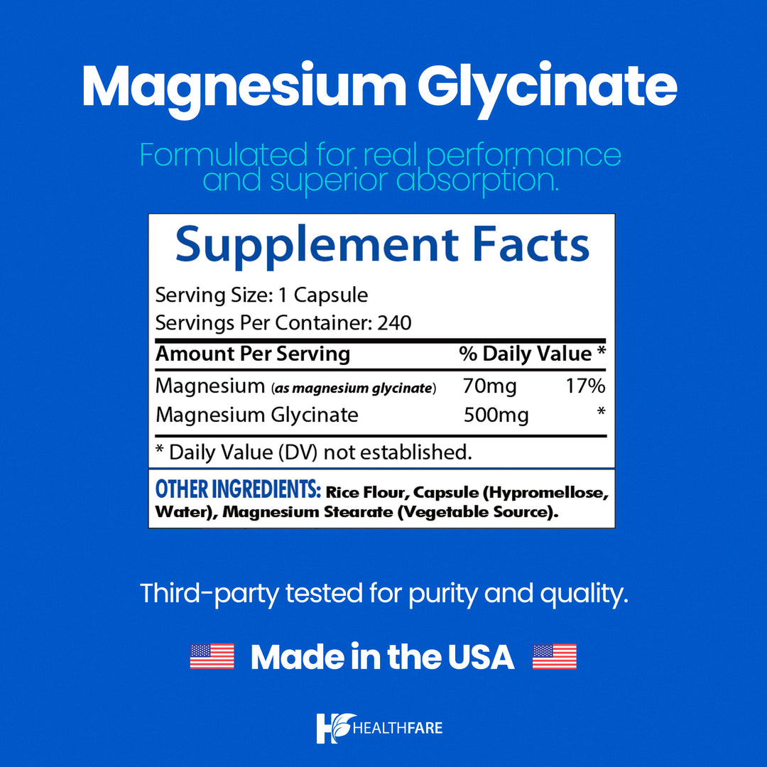 Magnesium Glycinate - 500mg 240 Capsules