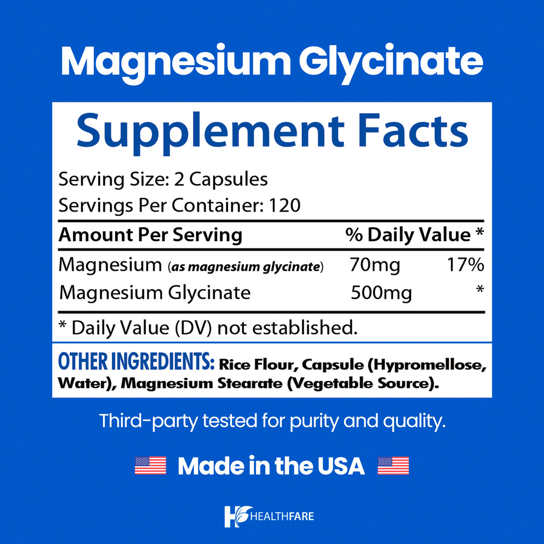 Magnesium Glycinate - 500mg 240 Capsules