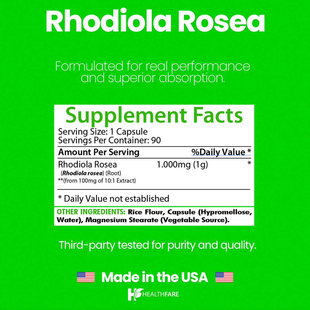 Rhodiola Rosea - 1000mg 90 Capsules