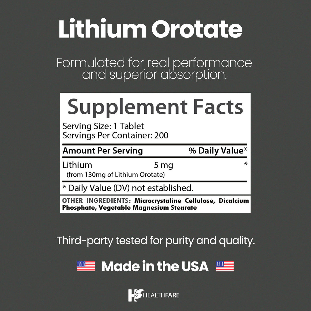 Lithium Orotate - 130mg 200 Tablets