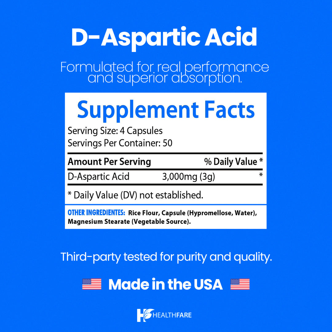 D-Aspartic Acid (DAA) - 3000mg 200 Capsules