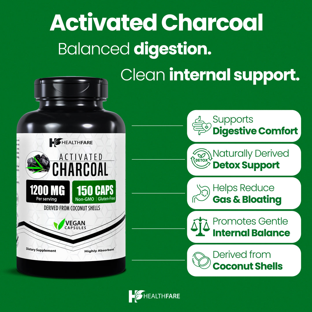 Activated Charcoal 1200mg 150 Capsules