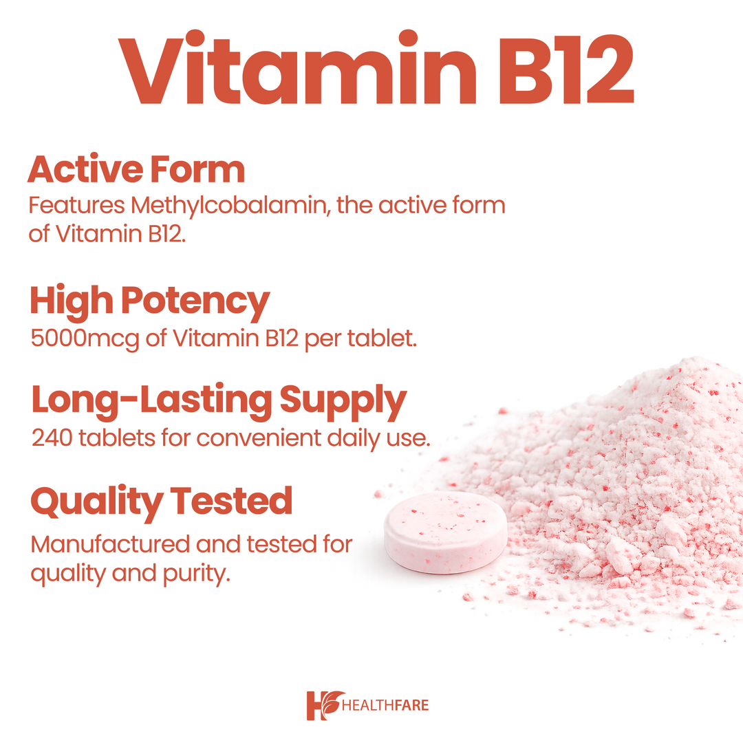 Vitamin B12 (Methylcobalamin) - 5000mcg 240 Tablets