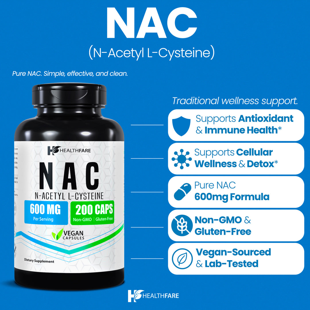 N-Acetyl L-Cysteine (NAC) - 600mg 200 Capsules