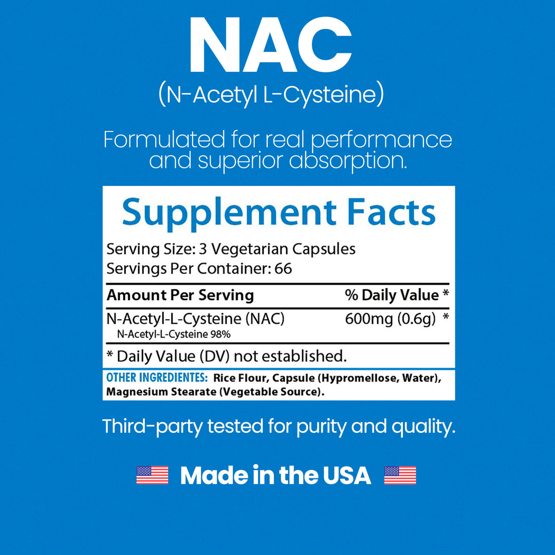 N-Acetyl L-Cysteine (NAC) - 600mg 200 Capsules